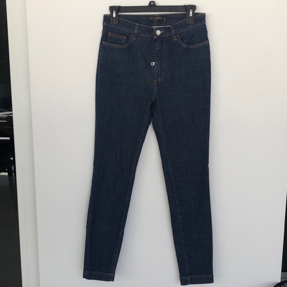 Dolce & Gabbana Dark Blue Skinny Jeans with Back Patch - Picture 2 of 14